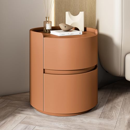 Moderner Nachttisch aus Massivholz mit 2 Schubladen und Kunstlederoberfläche, keine Montage erforderlich, ideal für Schlafzimmer oder Wohnzimmer von Generisch