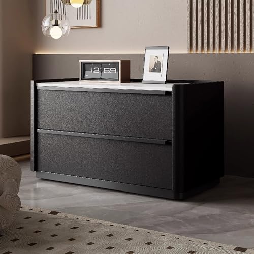 Moderner Nachttisch aus Massivholz mit doppelten Schubladen, Nachttisch aus Schiefer für Schlafzimmer oder Wohnzimmer Moderner Nachttisch aus Massivholz mit doppelten Schubladen, Nachttisch aus Schiefer für Schlafzimmer oder Wohnzimmer von Generisch