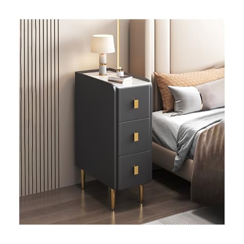 Moderner Nachttisch aus Massivholz – schlanker Beistelltisch mit 3 Schubladen für Schlafzimmer, Wohnzimmer oder Wohnheim – Dunkelgrau (9 x 15 x 24 cm) – stilvolle und platzsparende Möbel von Generisch