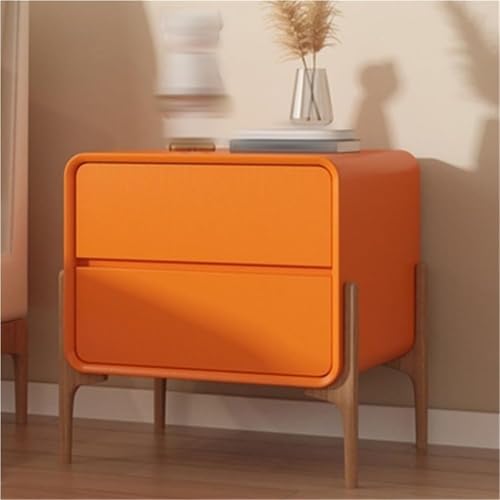 Moderner Nachttisch mit 2 Etagen aus Holz mit Schubladen für Schlafzimmeraufbewahrung und kleine Räume (Orange, 50 x 40 x 50 cm) von Generisch