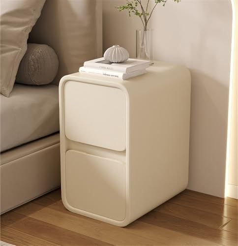 Moderner Nachttisch mit 2 Schubladen, Nachttisch aus Mikrofaser-Leder, Holzrahmen, Sofa-Beistelltisch, Möbel-Beistelltisch for Schlafzimmer, Wohnzimmer(Beige,15.7x15.7x19.7in) von Generisch