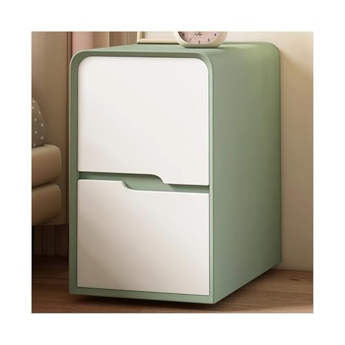 Moderner Nachttisch mit 2 Schubladen, schmaler Nachttisch, platzsparender Beistelltisch mit verstecktem Griff, doppellagiger Stauraum, niedliches grünes Design, 25 x 40 cm Moderner Nachttisch mit 2 Schubladen, schmaler Nachttisch, platzsparender Beistelltisch mit verstecktem Griff, doppellagiger Stauraum, niedliches grünes Design, 25 x 40 cm von Generisch