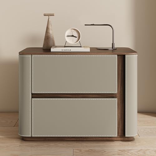Moderner Nachttisch mit 3 Schubladen, quadratischer Aufbewahrungstisch für Schlafzimmer und Wohnzimmer, stilvolles, schlichtes Design, 50 cm, Hellgrau von Generisch
