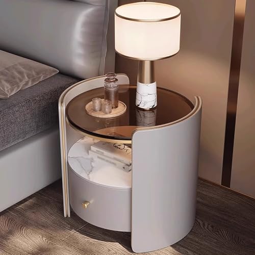 Moderner Nachttisch mit Glasplatte und Steintrennung - Platzsparendes Design für Schlafzimmer und Sofa von Generisch