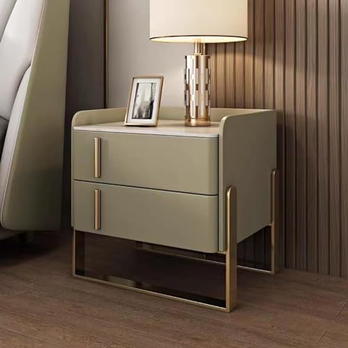 Moderner Nachttisch mit Leder-Finish, 2er-Set, mit Schublade, Metallgestell, schmaler Nachttisch, Kommode für Schlafzimmer Moderner Nachttisch mit Leder-Finish, 2er-Set, mit Schublade, Metallgestell, schmaler Nachttisch, Kommode für Schlafzimmer von Generisch