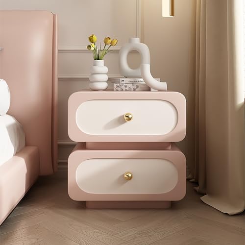 Moderner Nachttisch mit PU-Leder-Finish, Massivholzrahmen, minimalistisches Design, Aufbewahrungsschrank mit 2 Schubladen, für Schlafzimmer und Wohnzimmer von Generisch