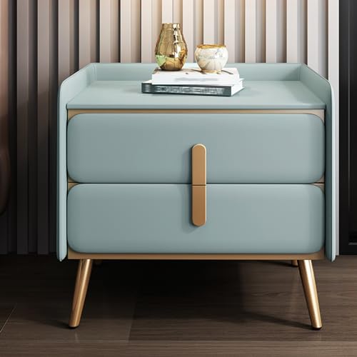 Moderner Nachttisch mit Schubladen, stilvolle kaltgewalzte Stahlgriffe, Oberfläche aus Nappaleder, kompaktes Design für Schlafzimmer Moderner Nachttisch mit Schubladen, stilvolle kaltgewalzte Stahlgriffe, Oberfläche aus Nappaleder, kompaktes Design für Schlafzimmer von Generisch