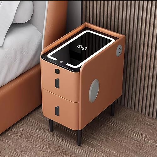 Moderner Nachttisch mit kabellosem Laden und USB-Anschlüssen, 3-farbiges LED-Licht, Glasplatte, 2 Schubladen – perfekter Beistelltisch für kleine Räume im Schlafzimmer Moderner Nachttisch mit kabellosem Laden und USB-Anschlüssen, 3-farbiges LED-Licht, Glasplatte, 2 Schubladen – perfekter Beistelltisch für kleine Räume im Schlafzimmer von Generisch