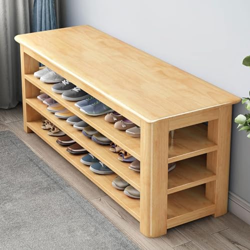Moderner Ottomane Hocker mit 3 Ebenen Großes Fassungsvermögen, Schuhregal aus Massivholz für platzsparende Aufbewahrung im Wohnzimmer, Schlafzimmer, Eingangsbereich Moderner Ottomane Hocker mit 3 Ebenen Großes Fassungsvermögen, Schuhregal aus Massivholz für platzsparende Aufbewahrung im Wohnzimmer, Schlafzimmer, Eingangsbereich von Generisch