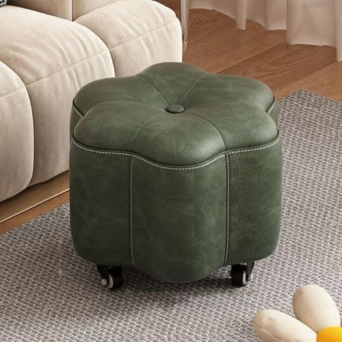 Moderner Ottomane in Blütenblattform mit Drehrollen, stilvoller Leder-Fußhocker für Couch, Schlafzimmer oder Teetisch, kleiner Wickelhocker und Fußstütze für einfache Mobilität Moderner Ottomane in Blütenblattform mit Drehrollen, stilvoller Leder-Fußhocker für Couch, Schlafzimmer oder Teetisch, kleiner Wickelhocker und Fußstütze für einfache Mobilität von Generisch