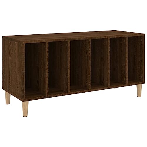 Moderner Plattenständer für Schallplatten, stilvoller Holz-Seitenschrank mit offenem Fach, braune Eiche, 100 x 38 x 48 cm, perfekt für Wohnzimmer-TV-Einrichtung. Moderner Plattenständer für Schallplatten, stilvoller Holz-Seitenschrank mit offenem Fach, braune Eiche, 100 x 38 x 48 cm, perfekt für Wohnzimmer-TV-Einrichtung. von Generisch