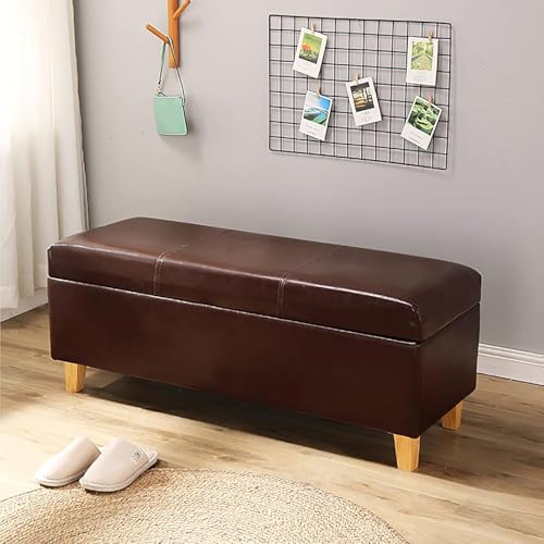 Moderner Polsterhocker aus Kunstleder, Polsterhocker, Fußstütze, Sitzbank für Wohnzimmer und Schlafzimmer, Braun, 80 x 40 x 40 cm von Generisch