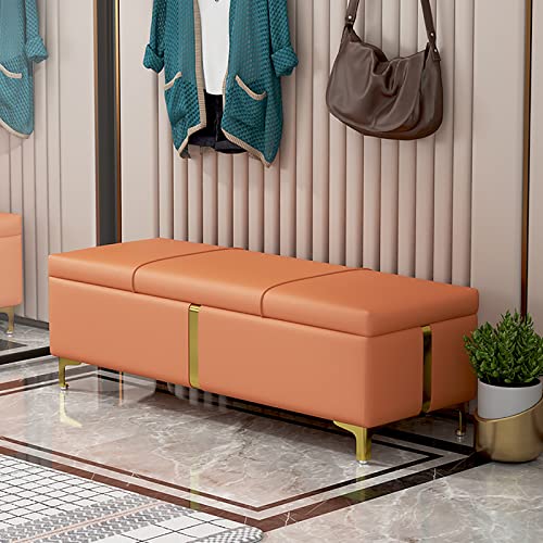 Moderner Polsterhocker aus Kunstleder, gepolstert, 60 x 40 x 42 cm, Orange von Generisch