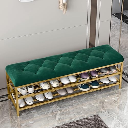 Moderner Polsterhocker mit großer Kapazität und Samt-Sitz, Metall-Schuhregal für Wohnzimmer, Schlafzimmer, Aufbewahrung und Sitzgelegenheit Moderner Polsterhocker mit großer Kapazität und Samt-Sitz, Metall-Schuhregal für Wohnzimmer, Schlafzimmer, Aufbewahrung und Sitzgelegenheit von Generisch
