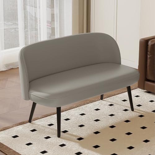 Moderner Polsterstuhl aus grauem Leder mit hohen Beinen, eleganter Sessel für Wohnzimmer & Schlafzimmer, Gästeempfang Möbel - 120x55x78cm von Generisch