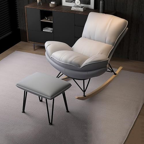 Moderner Relax-Schaukelstuhl mit abnehmbarem, waschbarem Kissen, wissenschaftlicher Wirbelsäulenschutz, inklusive Fußstütze für Schlafzimmer Entspannung von Generisch