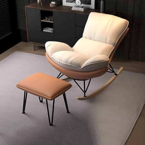 Moderner Relax-Schaukelstuhl mit abnehmbarem, waschbarem Kissen, wissenschaftlicher Wirbelsäulenschutz, inklusive Fußstütze für Schlafzimmer Entspannung von Generisch