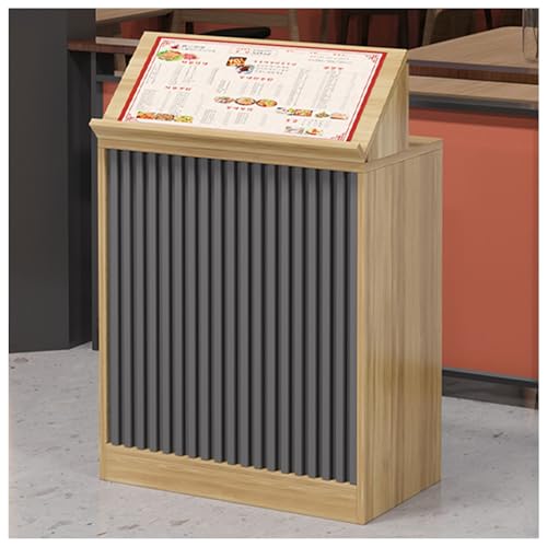 Moderner Rezeptionstisch aus Holz mit Ausstellungsregalen, abschließbarer Schublade und Schrank, perfekt für Schönheitssalon, Büro, Lobby – 100 cm vordere Arbeitsplatte von Generisch