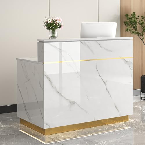 Moderner Rezeptionstisch aus Holz mit Theke für Kasse im Salon oder Einzelhandels-Lobby von Generisch