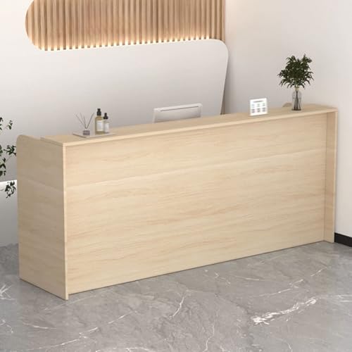 Moderner Rezeptionstisch aus Holz mit abschließbaren Schubladen, 90 cm, kompakter Kundenservice-Theke für Büro und Salon, effiziente Empfangslösung in natürlichem Finish von Generisch