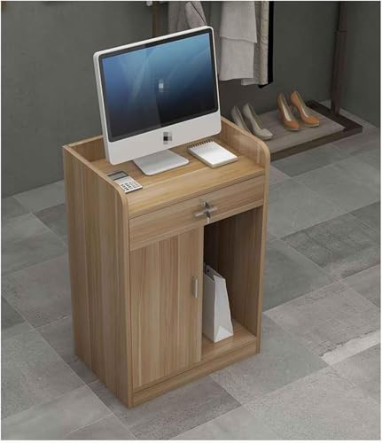 Moderner Rezeptionstisch aus Walnussholz, mit abschließbaren Schubladen, kleiner Schreibtisch, Theke für Salon, Einzelhandel und Büro, gebogenes Design, 80 x 40 x 92 cm von Generisch