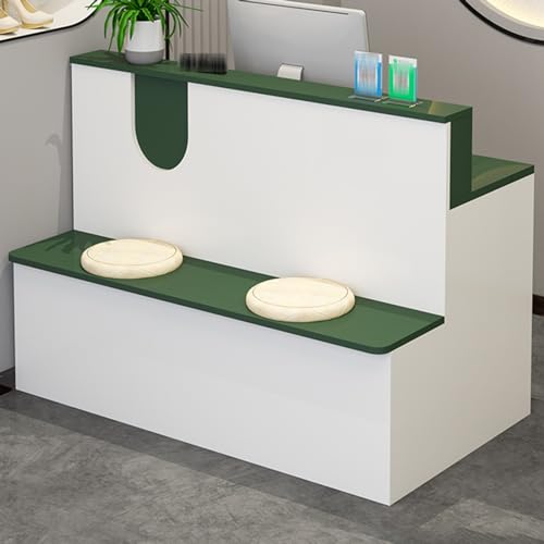 Moderner Rezeptionstisch – einfacher Kassierer-Schreibtisch aus Holz für Zuhause, Büro, Milchtee, Salon, Spa, Lobby-Möbel, stilvoller Bartisch (Farbe: Weiß) von Generisch