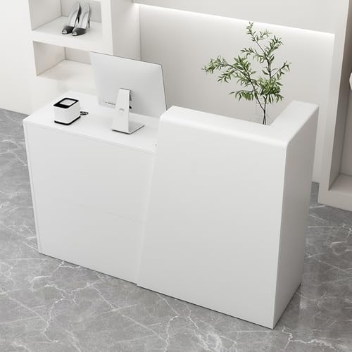 Moderner Rezeptionstisch mit Schublade, einfache weiße Fronttheke für Lebensmittelgeschäft, Hotel, kleine Bar, Schönheitssalon, Bekleidungsgeschäft (links 100 cm) von Generisch
