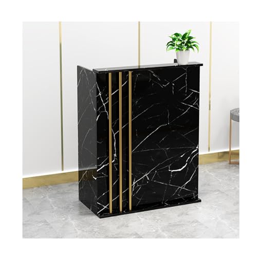 Moderner Rezeptionstisch mit Theke, stilvoller schwarzer Marmor-Schreibtisch für Salon, Büro, Kasse und Empfangsbereich (80 cm) – funktionales Design von Generisch