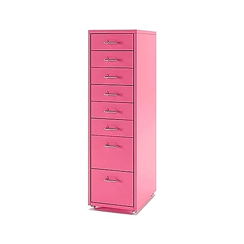 Moderner Rollcontainer aus Stahl mit 8 Schubladen, multifunktionaler Schubladenschrank für Zuhause oder Büro, 28,9 x 40,6 x 107,9 cm, Rosa von Generisch