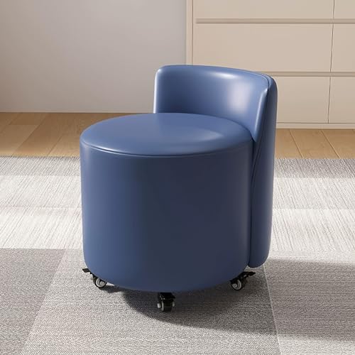 Moderner Rollhocker zum Schuhwechsel, kleine Fußstütze mit Rollen und Rückenlehne, Leder-Ottomane für Couch, Schlafzimmer, Blau Moderner Rollhocker zum Schuhwechsel, kleine Fußstütze mit Rollen und Rückenlehne, Leder-Ottomane für Couch, Schlafzimmer, Blau von Generisch