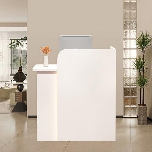 Moderner Salon-Empfangstisch – kompakte Ladentheke für kleine Räume, Kassentisch, stilvoller Sekretär-Schreibtisch für Einzelhandel, Hotels, Spa, Friseurläden (Weiß, 60 x 45 x 100 cm) von Generisch
