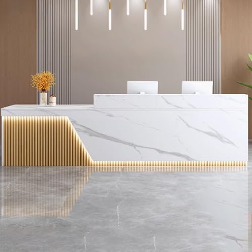 Moderner Salon-Empfangstisch mit Stauraum und weicher Beleuchtung, ideal für Supermärkte, Bekleidungsgeschäfte & Restaurants – Bürotisch Moderner Salon-Empfangstisch mit Stauraum und weicher Beleuchtung, ideal für Supermärkte, Bekleidungsgeschäfte & Restaurants – Bürotisch von Generisch