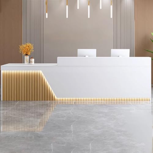 Moderner Salon-Empfangstisch mit Stauraum und weicher Beleuchtung, ideal für Supermärkte, Bekleidungsgeschäfte & Restaurants – Bürotisch Moderner Salon-Empfangstisch mit Stauraum und weicher Beleuchtung, ideal für Supermärkte, Bekleidungsgeschäfte & Restaurants – Bürotisch von Generisch