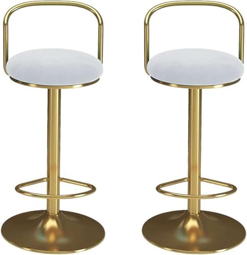 Moderner Samt-Drehstuhl Frühstücksstuhl 2er Set, höhenverstellbare Barhocker mit Rückenlehne, stilvolle Esszimmerstühle für Pub und Küche (Gold) von Generisch