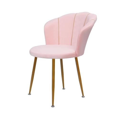 Moderner Samt-Esszimmerstuhl mit Metallbeinen für Wohnzimmer, Schlafzimmer und Arbeitszimmer, rosa Armlehnen-Akzentstuhl mit Rückenlehne für Schminktisch und Wartezimmer von Generisch