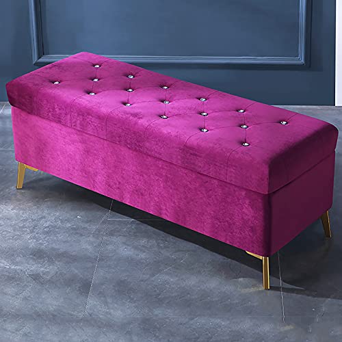 Moderner Samt-Fußstützen-Hocker, luxuriöses Kristallknopf-Polster-Design für Wohnzimmer, Schlafzimmer, Eingangsbereich, Flur von Generisch