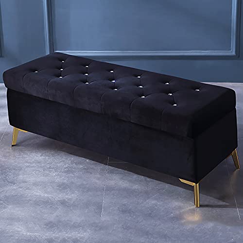Moderner Samt-Fußstützen-Hocker, luxuriöses Kristallknopf-Polster-Design für Wohnzimmer, Schlafzimmer, Eingangsbereich, Flur von Generisch