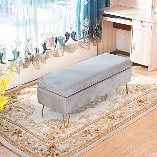 Moderner Samt-Ottomane mit Fußstütze, elegante Bettbank für Eingangsbereich oder Wohnzimmer, Grau, 60 x 40 x 43 cm Moderner Samt-Ottomane mit Fußstütze, elegante Bettbank für Eingangsbereich oder Wohnzimmer, Grau, 60 x 40 x 43 cm von Generisch