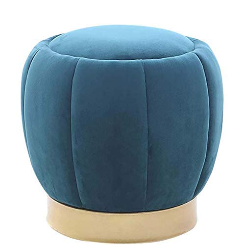 Moderner Samt-Ottomanhocker mit goldfarbenem Metallbesatz, multifunktionaler Fußstütze, Pouf (45 cm hoch) von Generisch