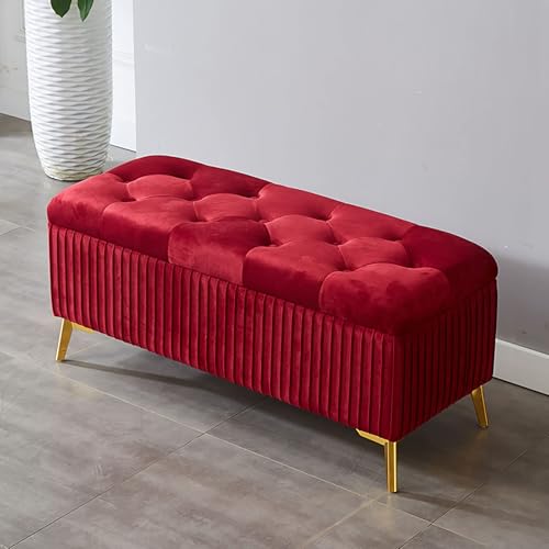 Moderner Samt gepolsterter rechteckiger Fußhocker mit Stauraum, weich und langlebig für Wohnzimmer oder Schlafzimmer, platzsparendes Design von Generisch
