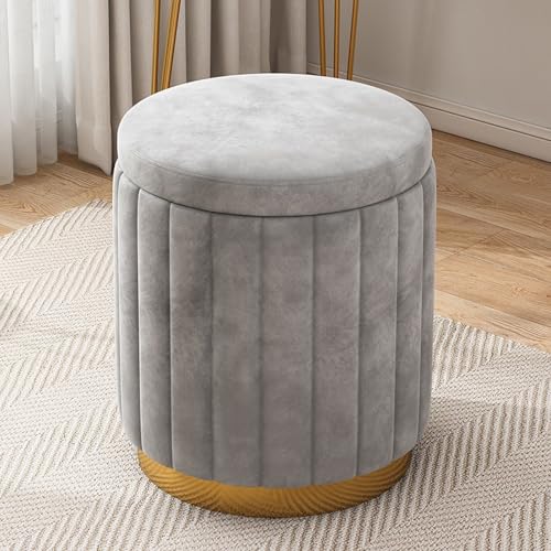 Moderner Samthocker – gepolsterte Fußstütze & Schminktisch, Massivholzrahmen, stabil und langlebig, perfekt für Wohnzimmer & Schlafzimmer (Grau) von Generisch