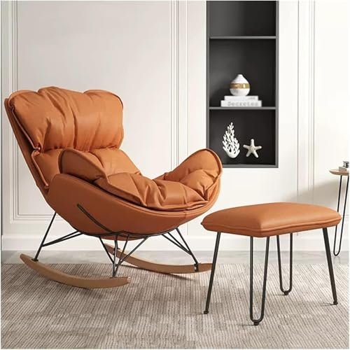 Moderner Schaukelstuhl Gleiter Sofa mit Fußhocker und dickem Kissen für Wohnzimmer Relax Lounge Stuhl in Blau von Generisch