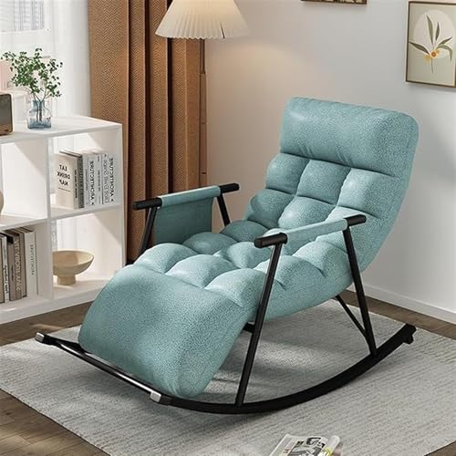 Moderner Schaukelstuhl Liegesessel Sofa mit gepolsterter Armlehne für Erwachsene Schlafzimmer Wohnzimmer Balkon Hellblau und Schwarz von Generisch