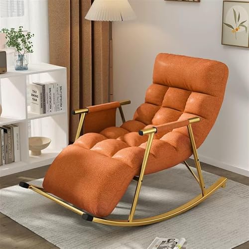 Moderner Schaukelstuhl Relaxsofa mit gepolsterter Armlehne für Erwachsene Schlafzimmer Wohnzimmer und Balkon Orange Samtstoff Bequemer Freizeitstuhl Moderner Schaukelstuhl Relaxsofa mit gepolsterter Armlehne für Erwachsene Schlafzimmer Wohnzimmer und Balkon Orange Samtstoff Bequemer Freizeitstuhl von Generisch