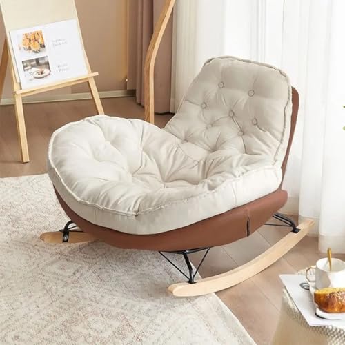 Moderner Schaukelstuhl aus Samt für Erwachsene, hohe Rückenlehne, für drinnen und draußen, bequem und entspannt, für Schlafzimmer oder Wohnzimmer, Kaffeefarbe von Generisch