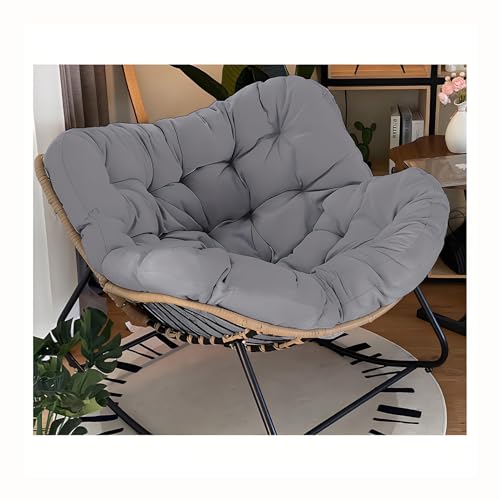 Moderner Schaukelstuhl für Erwachsene, Eiförmiges Design mit Kissen gepolstert, übergroßer Rattan-Loungesessel mit Metallgestell für Outdoor Garten Terrasse Entspannung Moderner Schaukelstuhl für Erwachsene, Eiförmiges Design mit Kissen gepolstert, übergroßer Rattan-Loungesessel mit Metallgestell für Outdoor Garten Terrasse Entspannung von Generisch