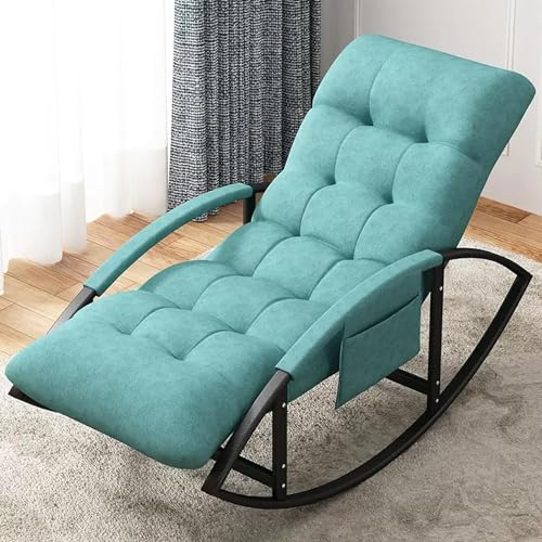Moderner Schaukelstuhl und Fußhocker, bequem, weiches Kissen, Schaukelstuhl für Wohnzimmer, Schlafzimmer, Garten, atmungsaktives Design mit Seitentaschen, Zero Gravity Liege mit Armlehnen von Generisch