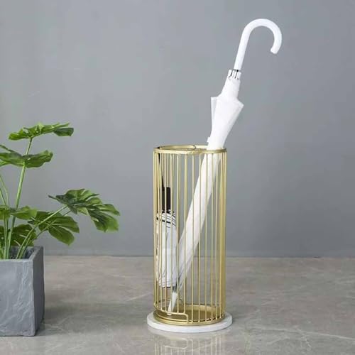 Moderner Schirmhalter aus Metall, freistehend, rundes Netz-Design mit abnehmbarer Abtropfschale, stilvoller goldener Schmiedeeiserner Regenschirm und Gehstock von Generisch
