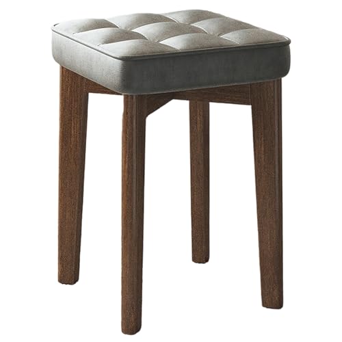 Moderner Schminkstuhl, Gummiholz, kleiner Schlafzimmerhocker, 10 Farben erhältlich, stilvolles Design, bequeme Sitzgelegenheit, perfekt für Schminktisch (Farbe: Dunkelgrau) von Generisch