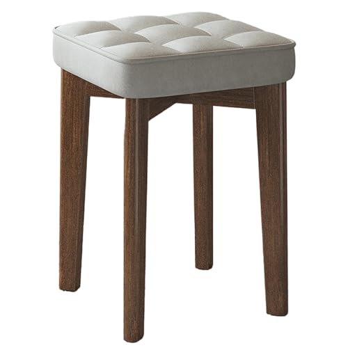 Moderner Schminkstuhl, kleiner Hocker aus Gummibaumholz, Akzenthocker für Schlafzimmer, 10 Farben erhältlich, Hellgrau, stilvolles und langlebiges Design für elegante Heimdekoration von Generisch